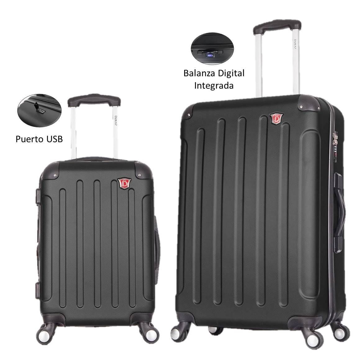Dukap Maletas de viaje con Balanza y Puerto USB Juego de 2 Negro