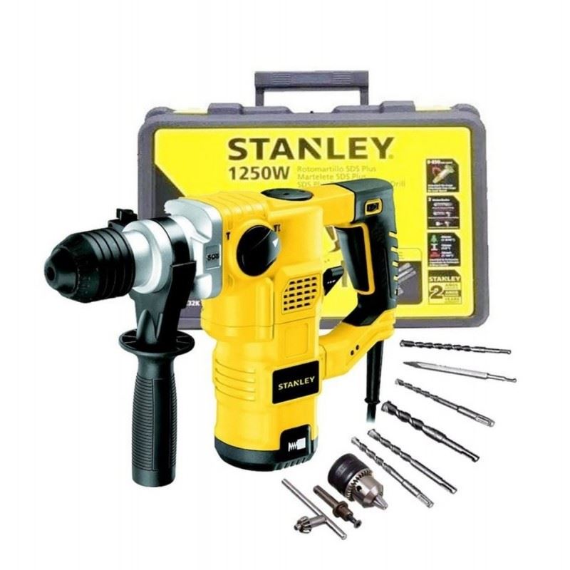 Rotomartillo 1250W SDS PLUS Stanley (inc Set X5 Brocas + 2 Cinceles)
