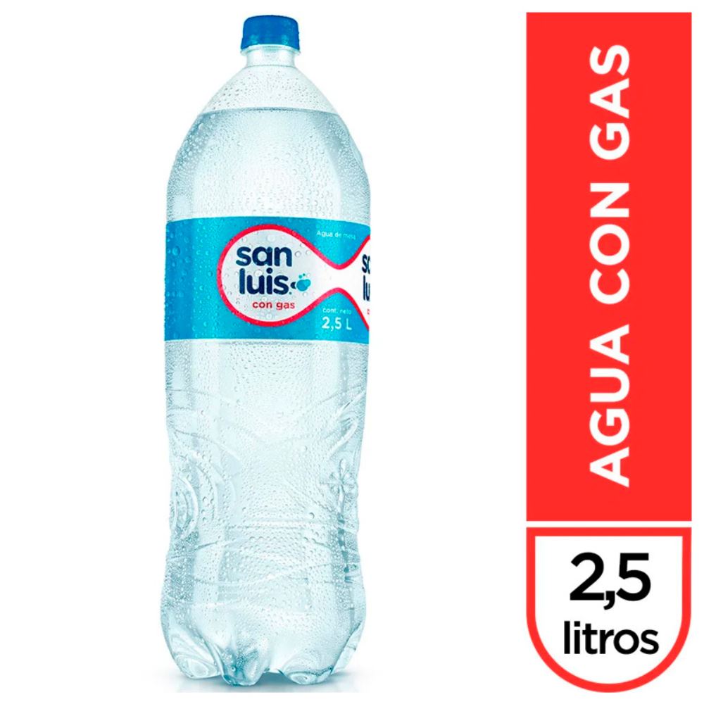 Agua SAN LUIS con Gas Botella 2.5L
