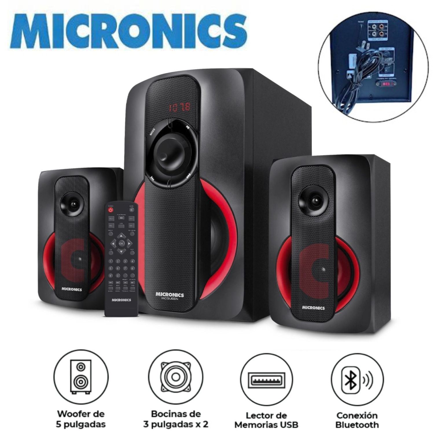 Parlante Micronics MIC S7528BT Mcqueen 2.1 USB BT AUX