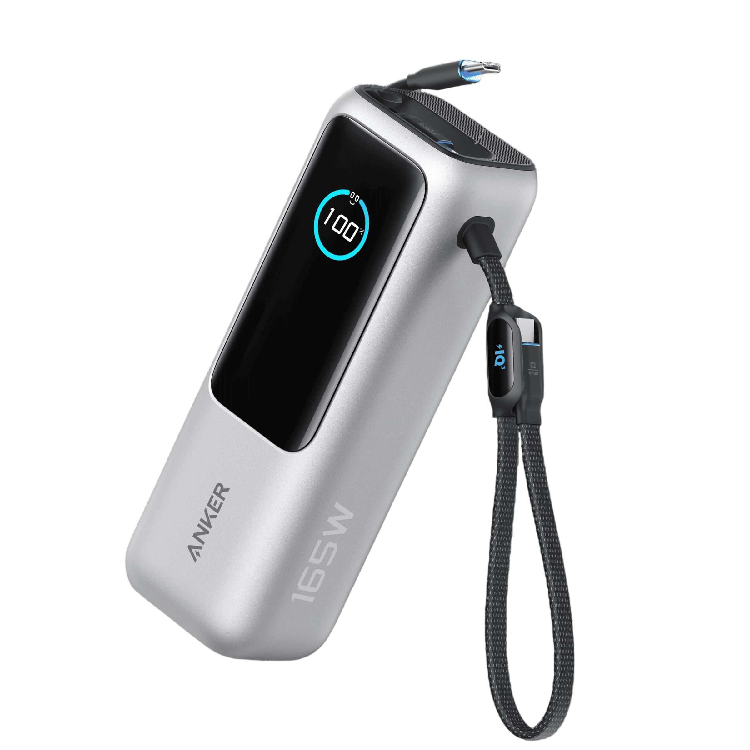 Power Bank 25,000mAh 165W Anker Cable USB-C Integrado Carga Rápida 100W - A1695H41