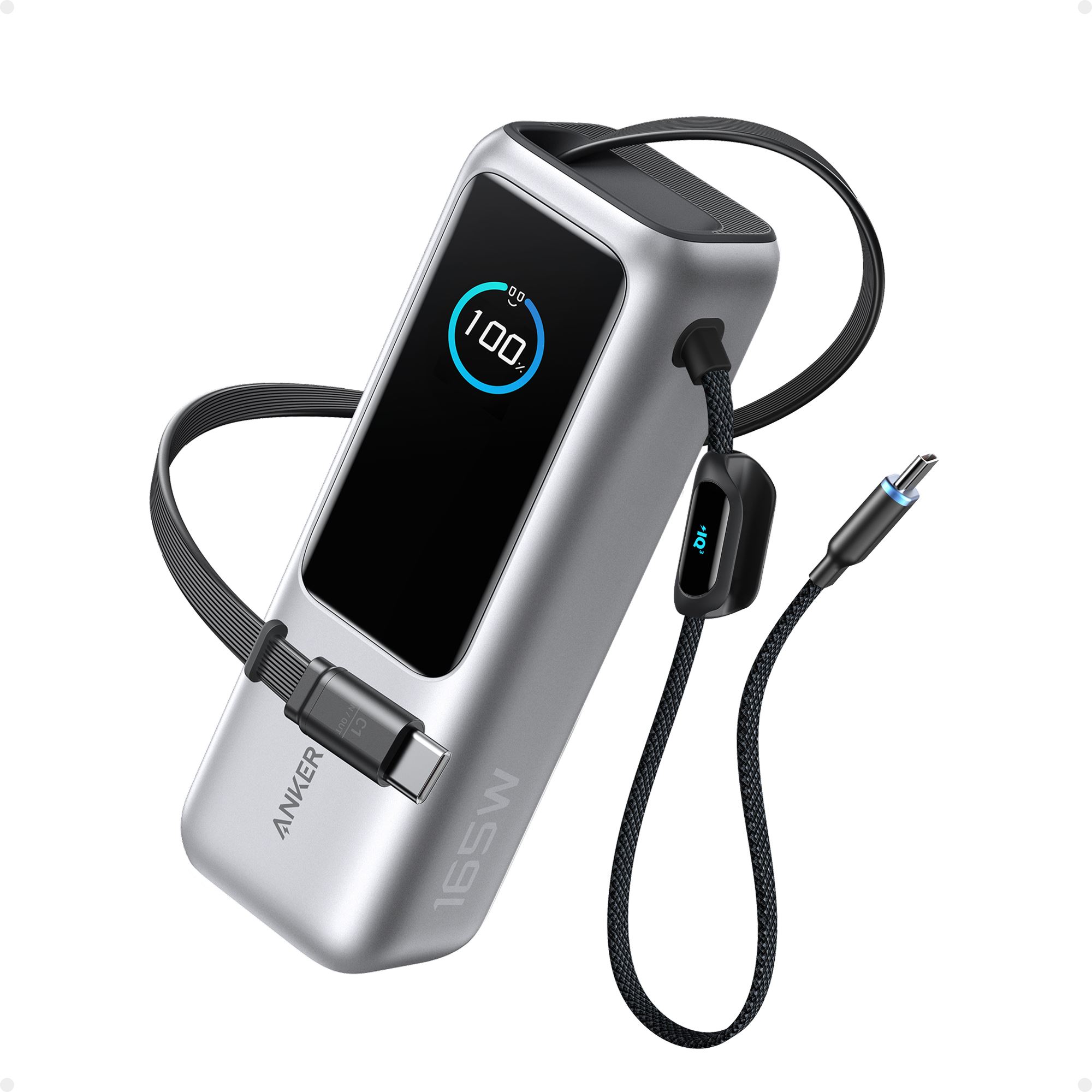 Anker Power Bank 25K 165W Built-In USB-C and Retractable Cable H Offline UN Excl. CN Europe Silver 1