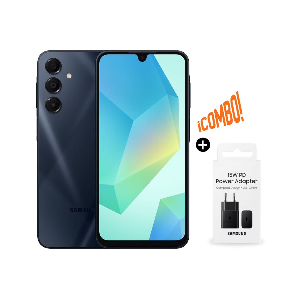 COMBO SAMSUNG GALAXY A16 4G 8GB RAM 256GB ROM COLOR NEGRO + POWER ADAPTER 15W SAMSUNG COLOR NEGRO