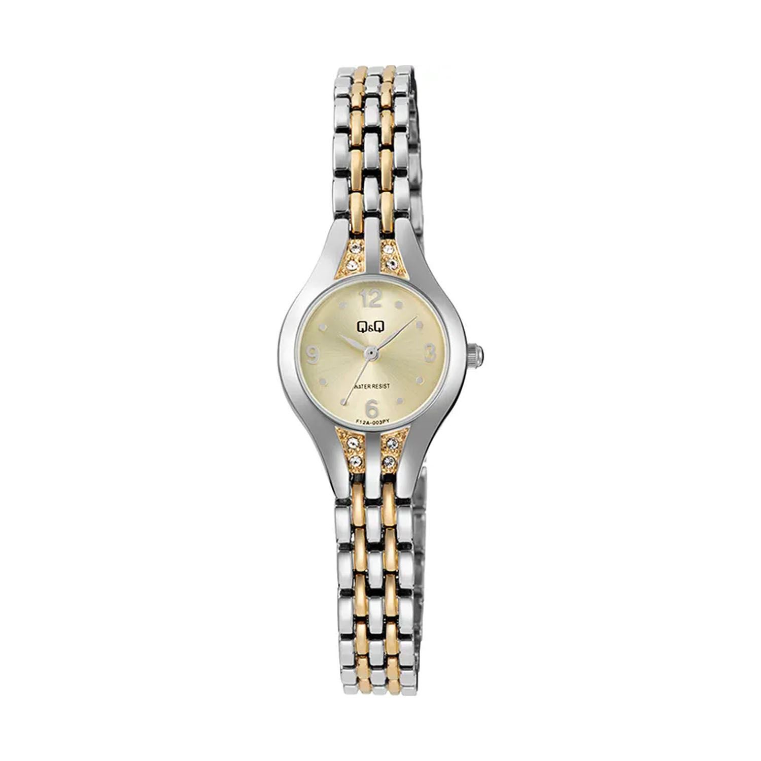 Reloj Q&Q Para Mujer con Detalles Brillantes Tipo Brazalete Resistente al Agua - Regalo Ideal para Mujer