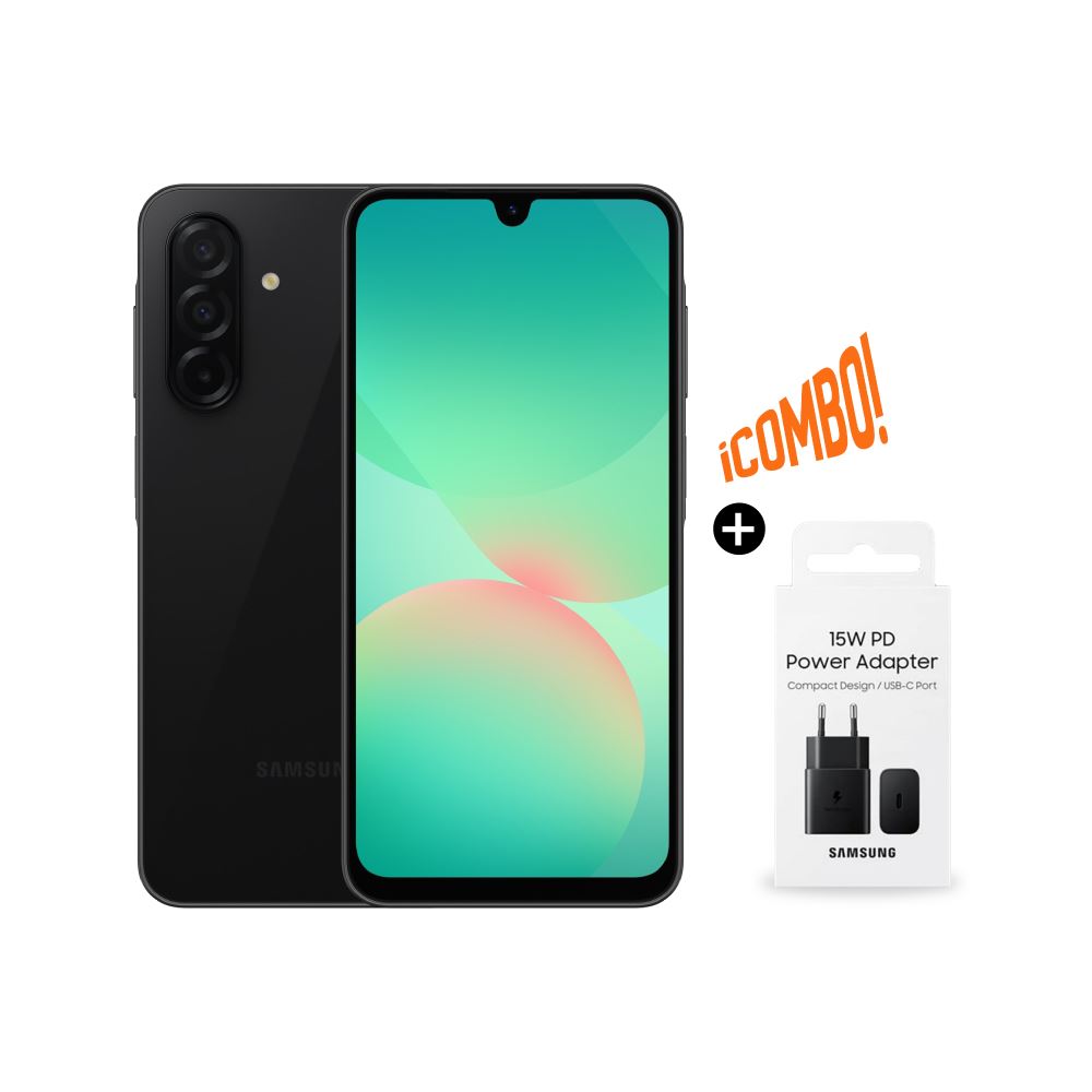 COMBO SAMSUNG GALAXY A26 5G 6GB RAM 128GB ROM COLOR NEGRO + POWER ADAPTER 15W SAMSUNG COLOR NEGRO