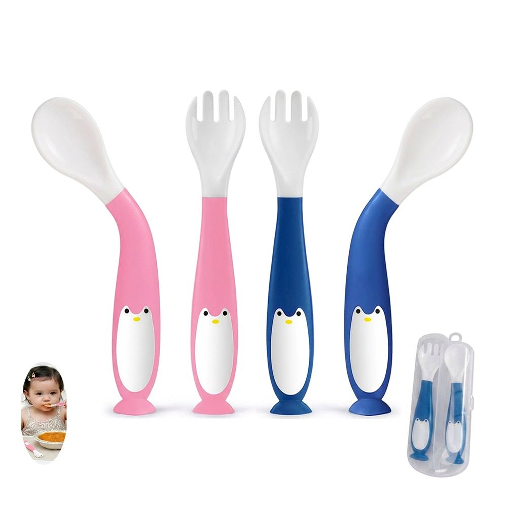Duo Pack Cubiertos Flexible Pingüino R+A Para Bebe