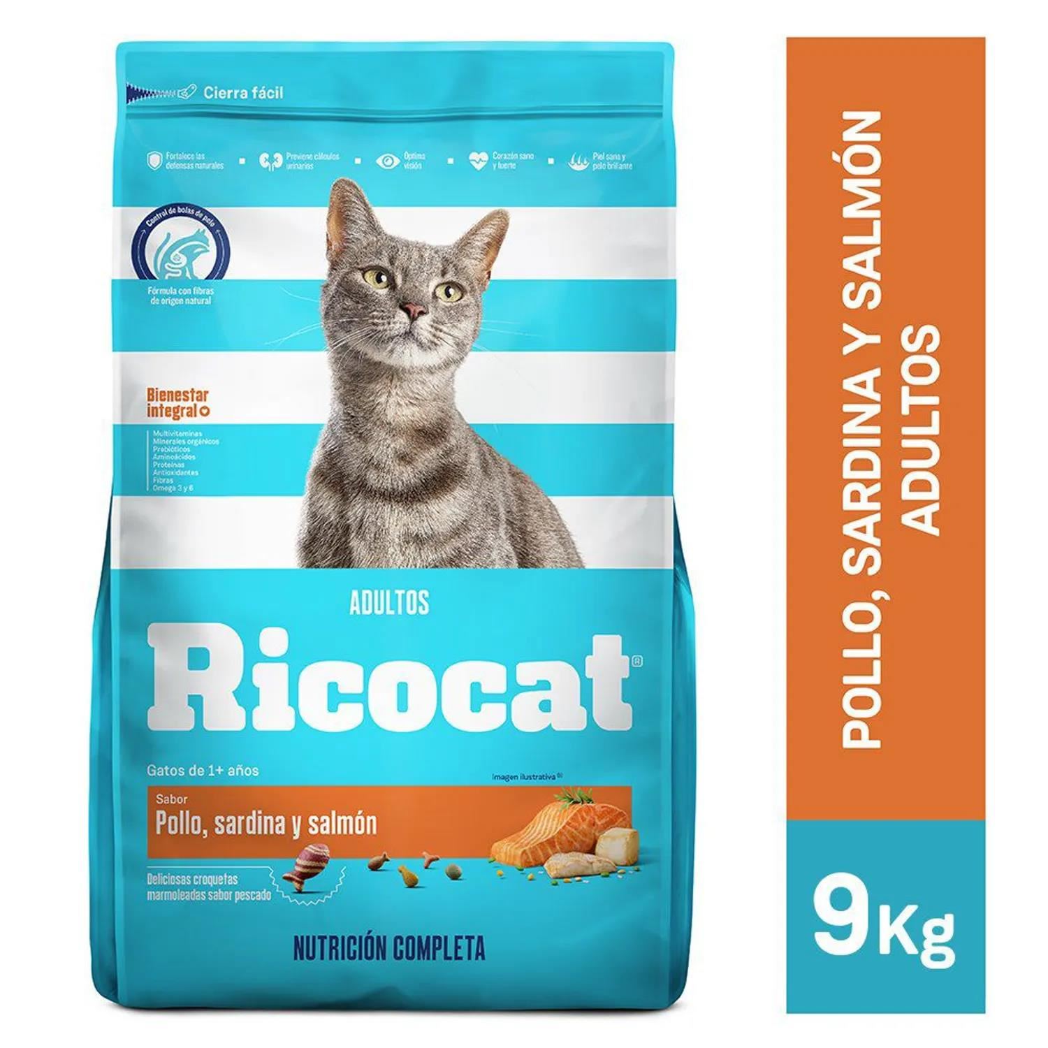 Ricocat Sabor Pollo Sardina Salmon Adultos 9Kg