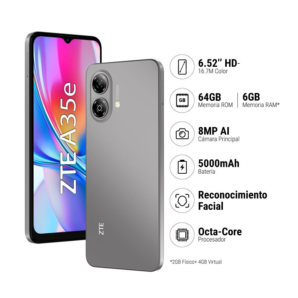 Smartphone ZTE A35e (2+64GB) - Gris