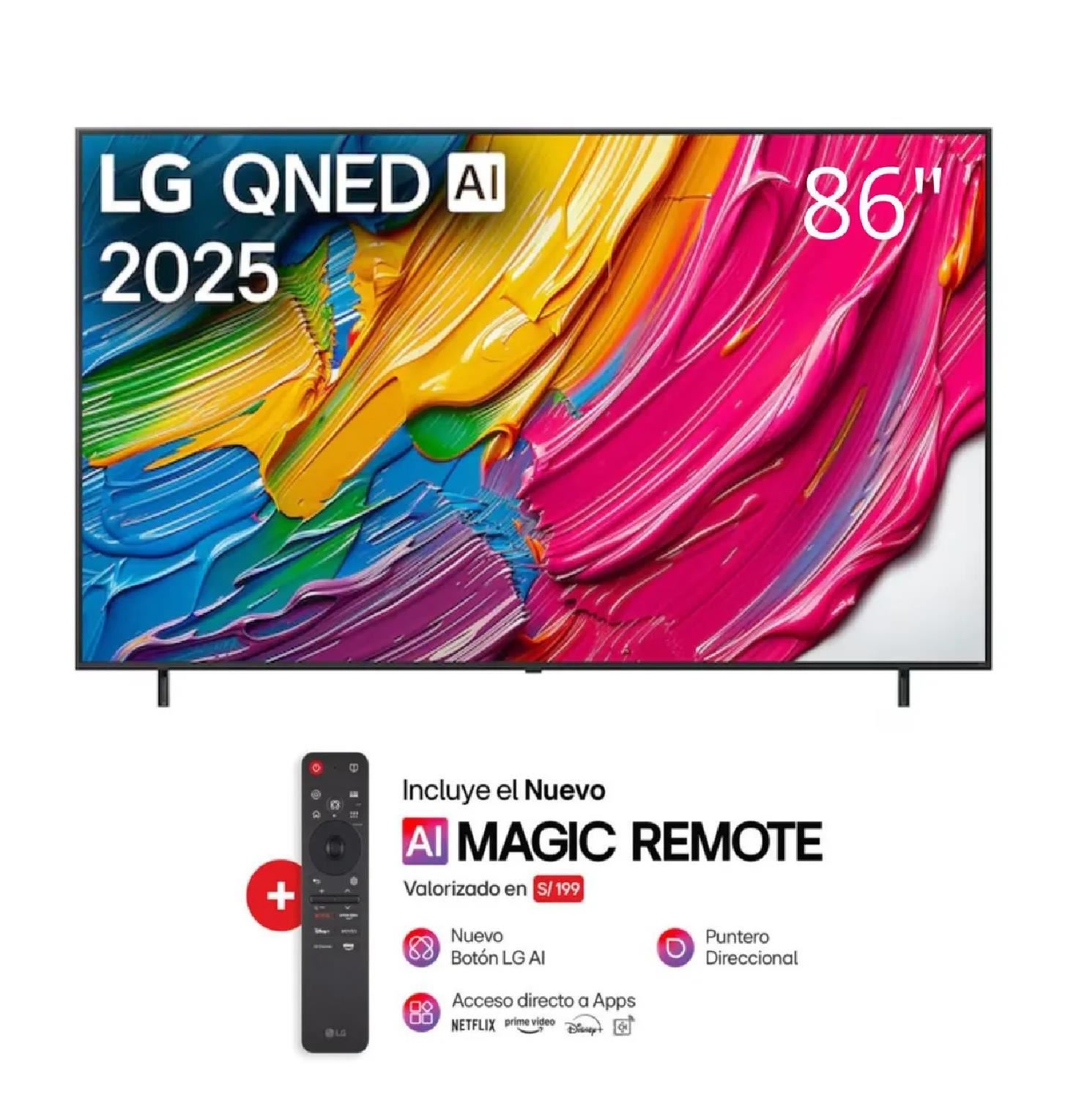 Televisor LG 86QNED80ASA QNED Smart TV 86" 4K UHD ThinQ AI - 2025