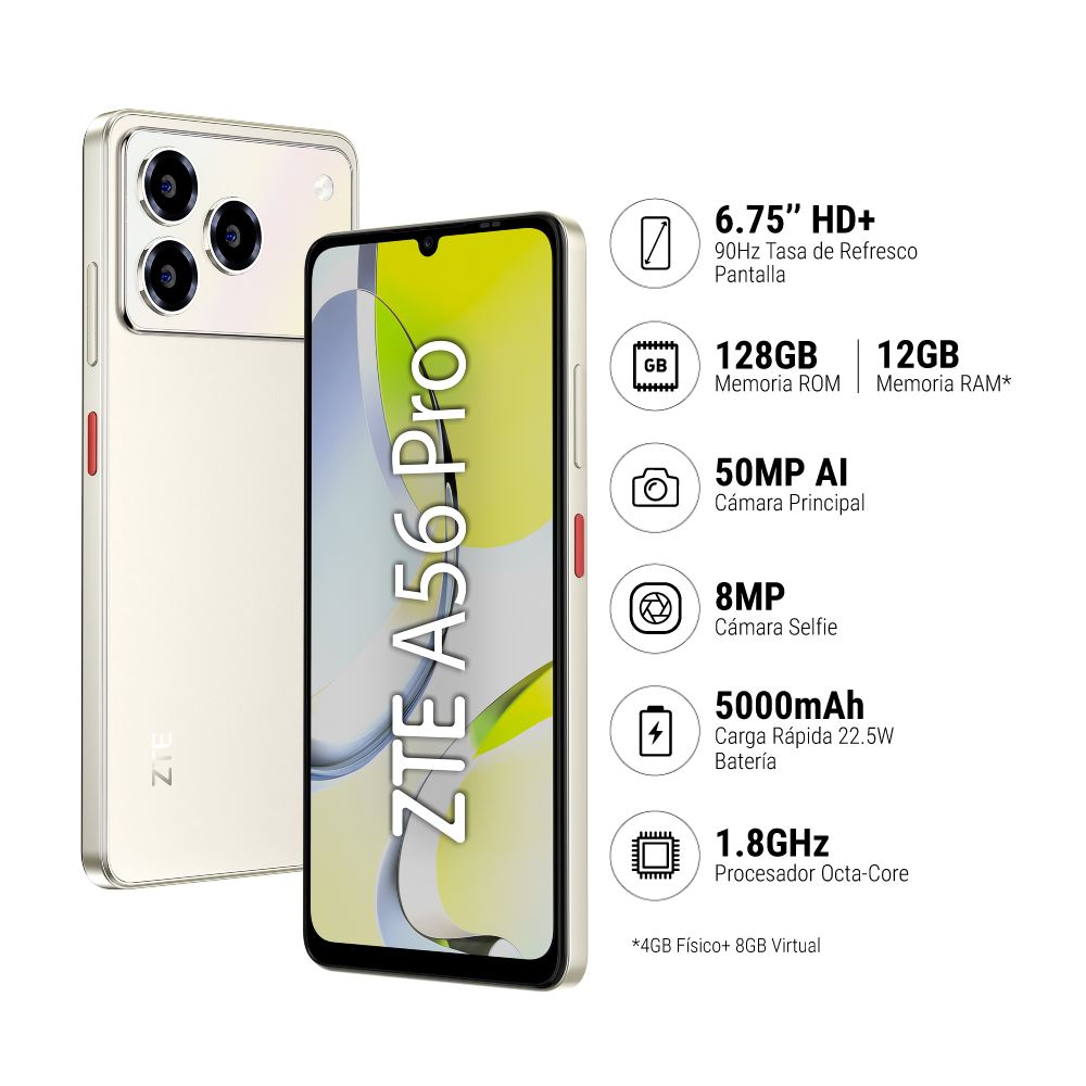 Smartphone ZTE Blade A56 Pro (4+8)gb+128gb - Dorado