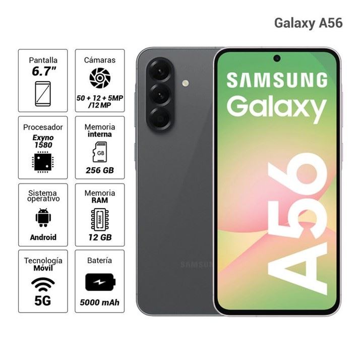CELULAR SAMSUNG GALAXY A56 5G 12GB 256GB NEGRO