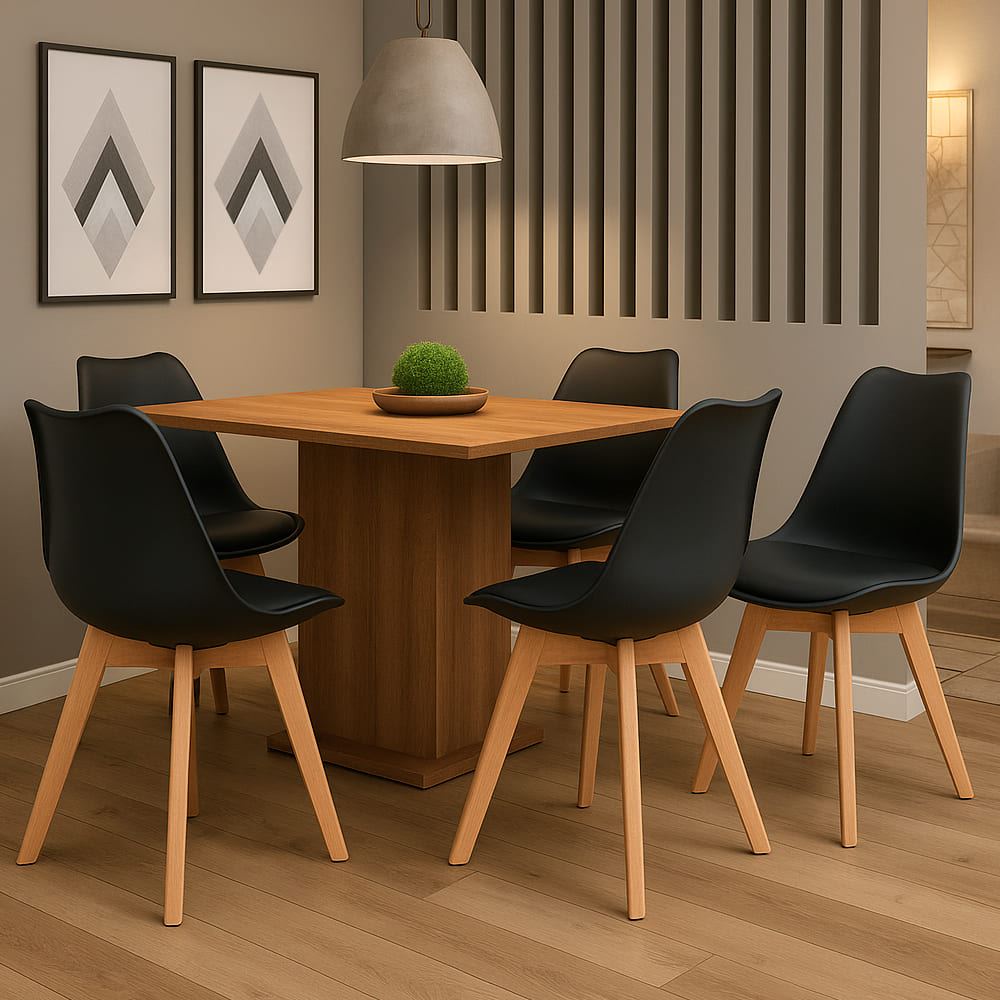 Juego de 4 Sillas de Comedor Terraza Ravena Negro