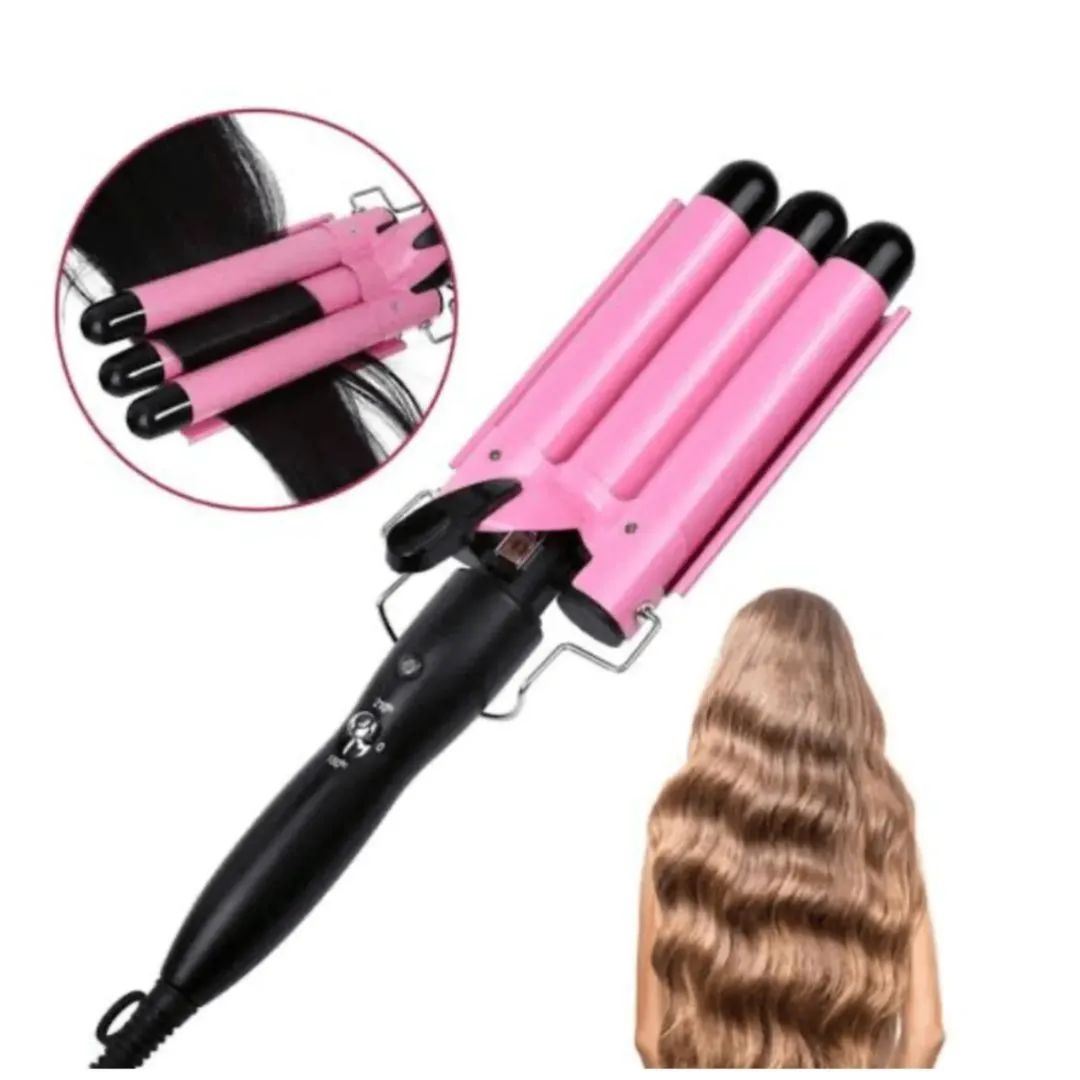 Rizador Profesional Ondulador de 3 Barriles para Cabello - Rosado