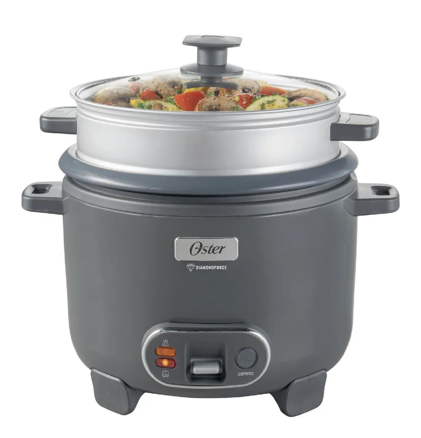 Olla Arrocera Oster CKSTRC12DFSKE 2.2L con Vaporera y Función Sofrito - Gris