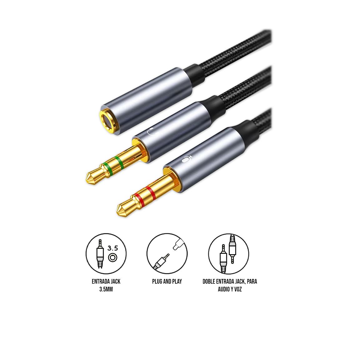Cable Divisor Audio 3.5mm ACO-08 Dorado 27.5cm