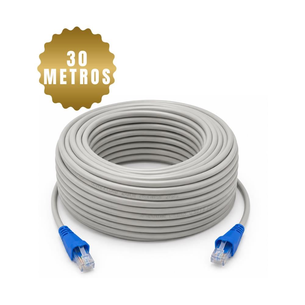 Cable De Red Internet Ethernet Rj45 Cat-5E de 30 Metros Gris