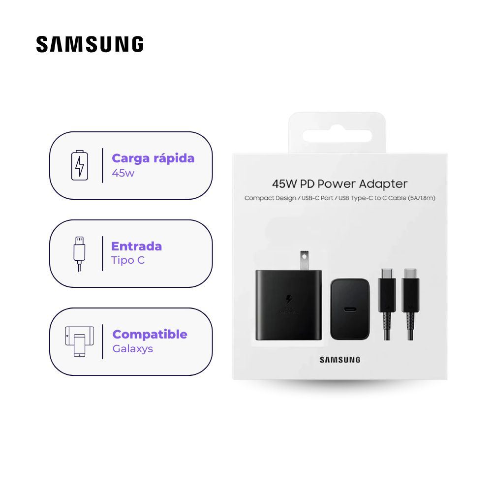 Cargador de pared Samsung de carga rápida USB-C (45W)