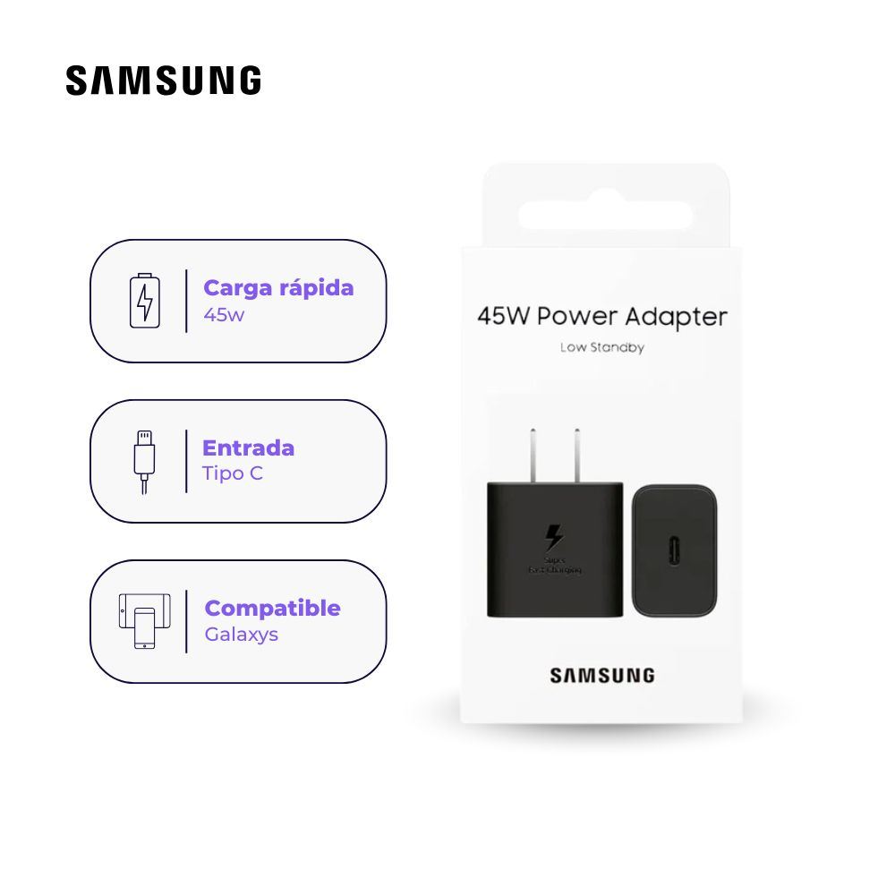 Cargador Original Samsung de carga rápida USB-C (45W) sin Cable