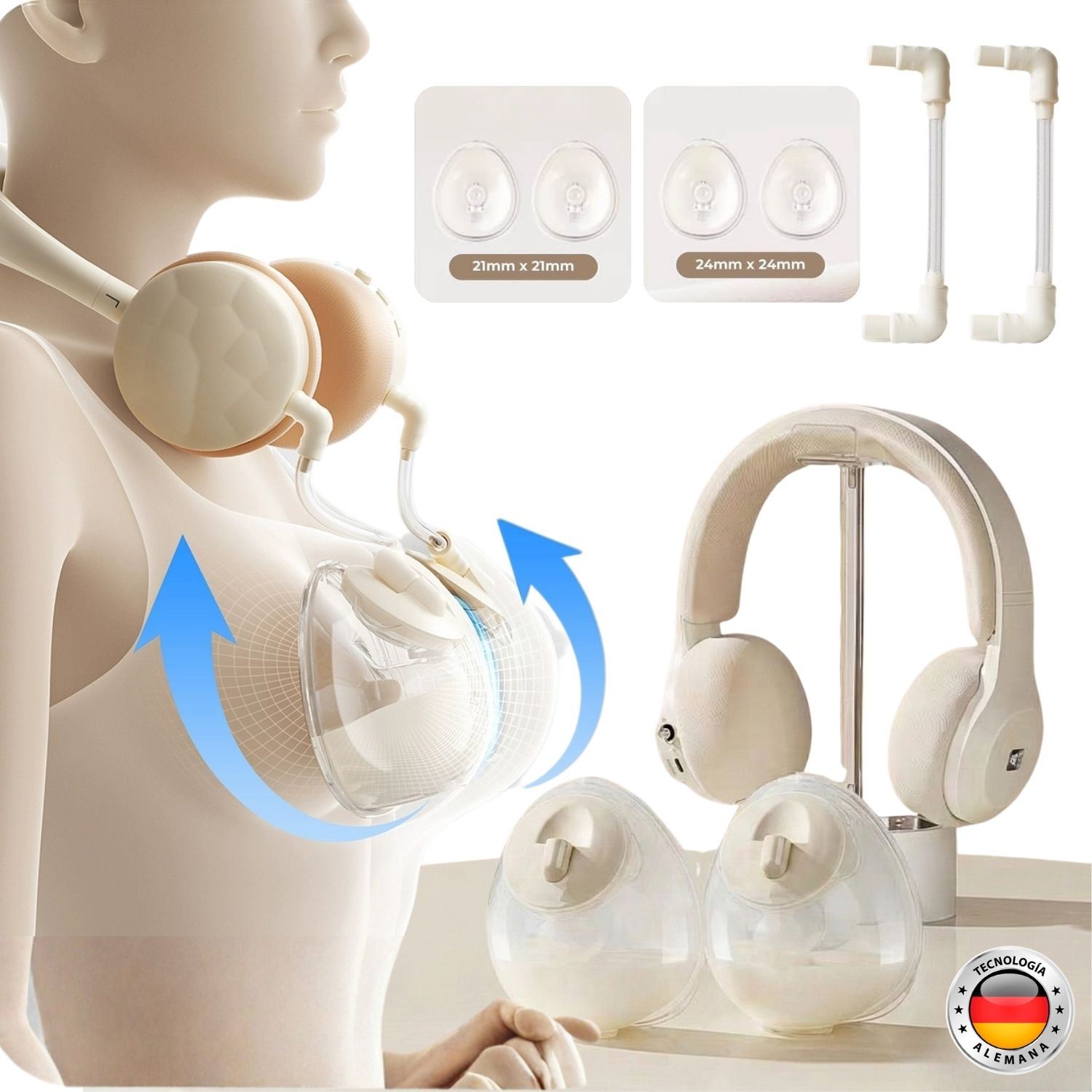 ✨ ¡NUEVO! Extractor de Leche Doble Electrico +🧣Compresa Cervical 100% Manos libres, Portátil e Inalámbrico