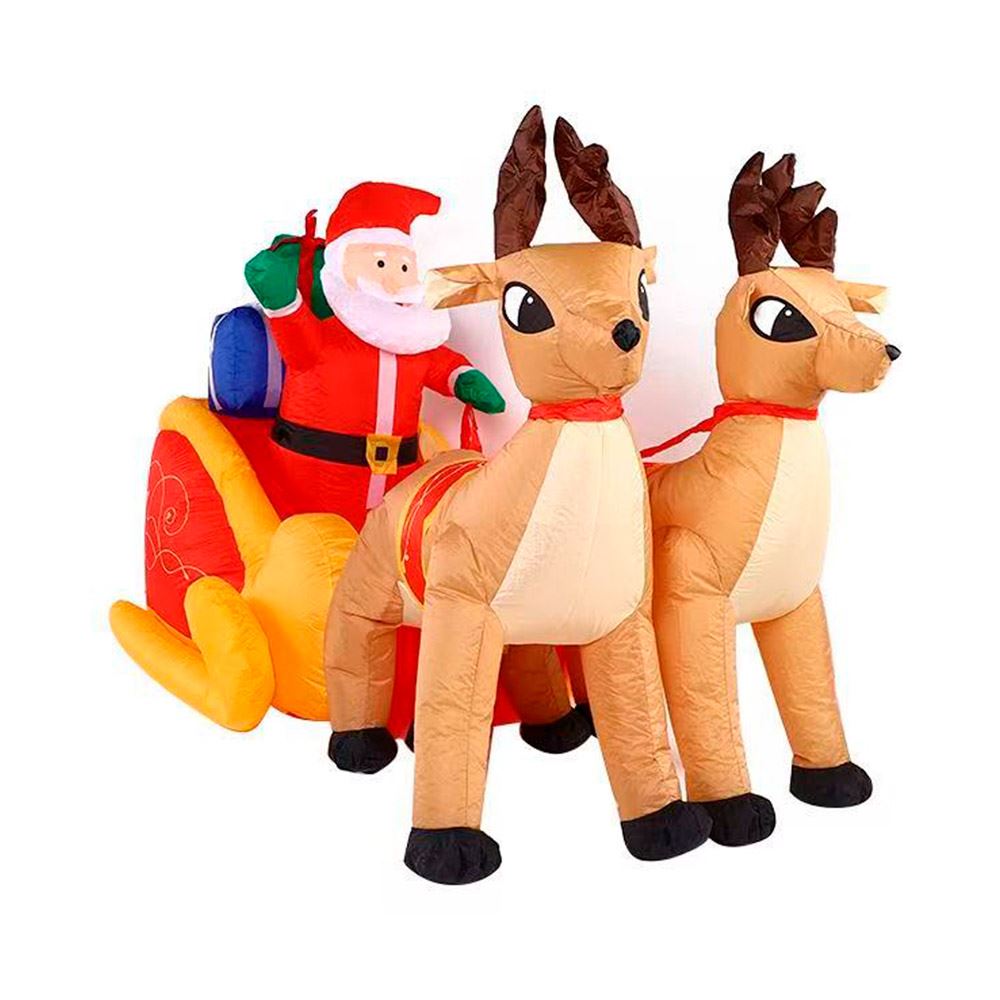 Decoración de Navidad Muñeco Inflable de Santa Claus con Trineo y Renos