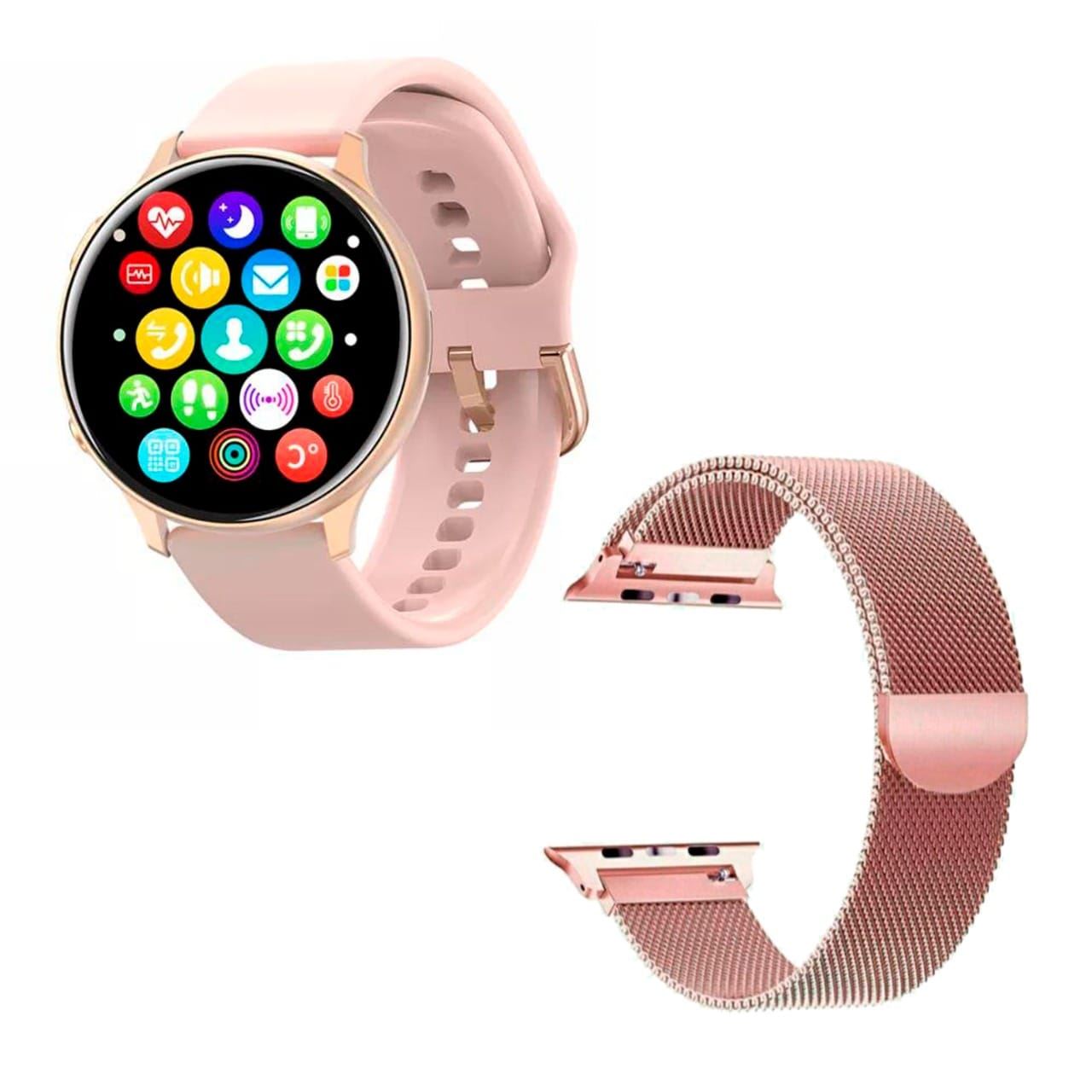 PACK SMARTWATCH MC66 ULTRA ROSA + CORREA ACERADA ROSA