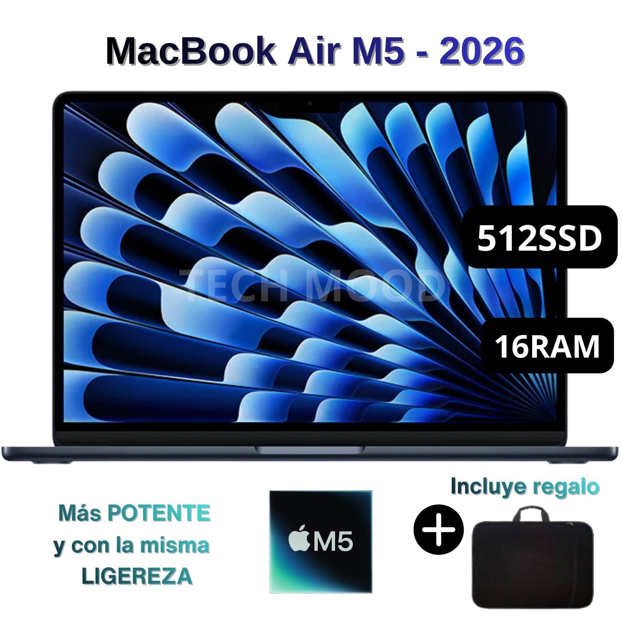 MacBook Air Apple de 13" | Chip M5 | 16GB RAM + 512GB SSD | Teclado Inglés - Midnight