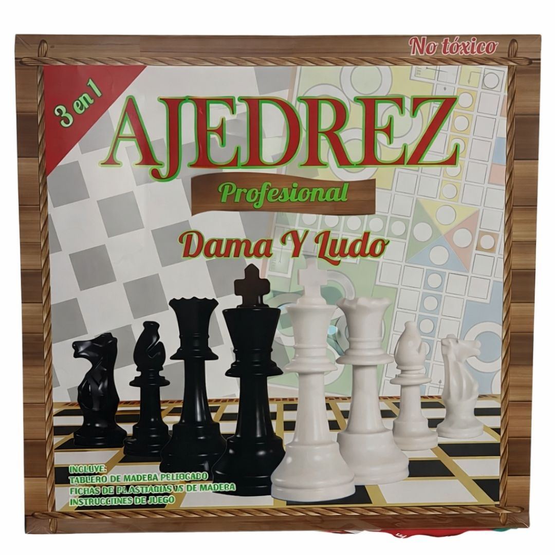 Juego De Mesa Ajedrez 3 En 1 Profesional – Ajedrez, Damas Y Ludo Para Niños Y Adultos