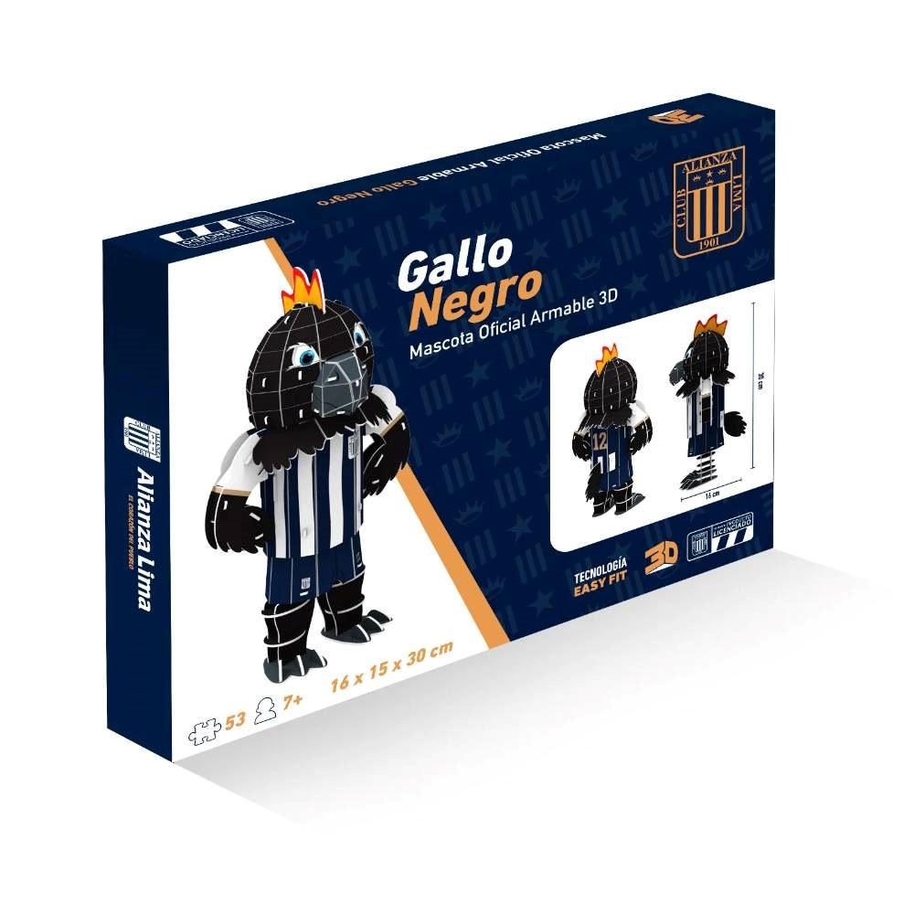 Mascota Oficial Gallo Negro 3D - Alianza Lima