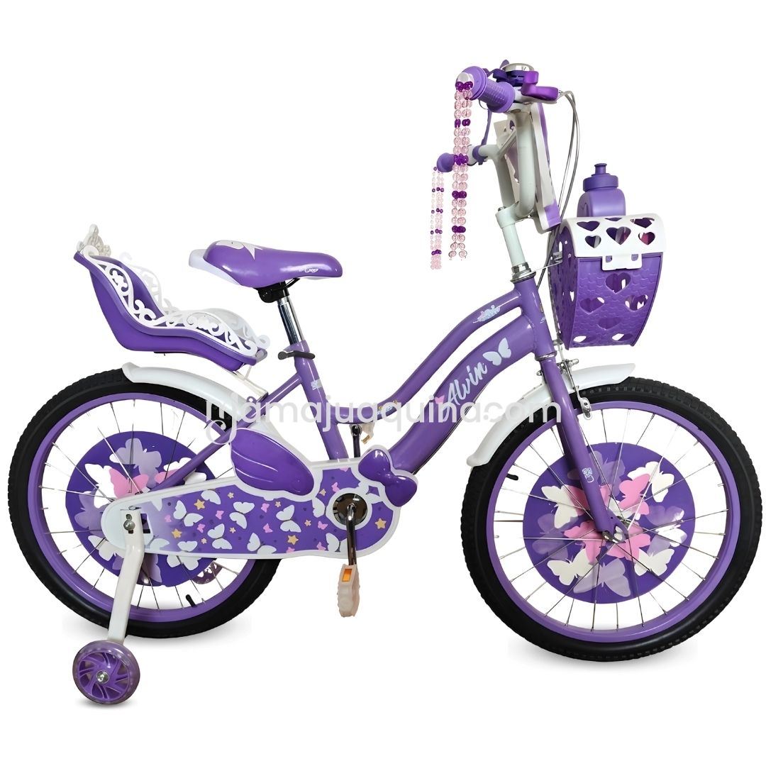 Bicicleta Campera para Niña Aro 20 «ALANIS» con Canasta Multi Purple