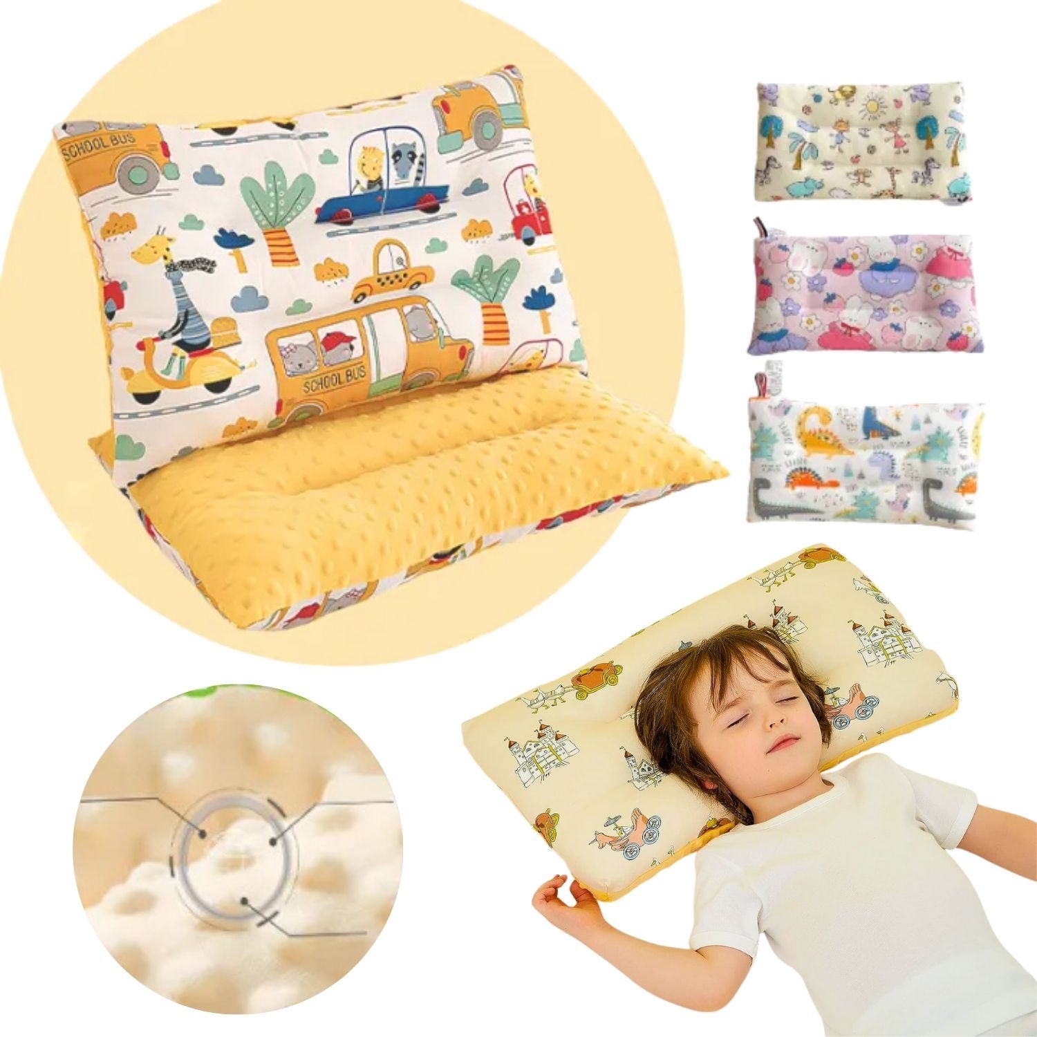Almohada 3D Infantil Ergonómico Reversible con Puntos de Relajación modelos NIÑO 1 und.