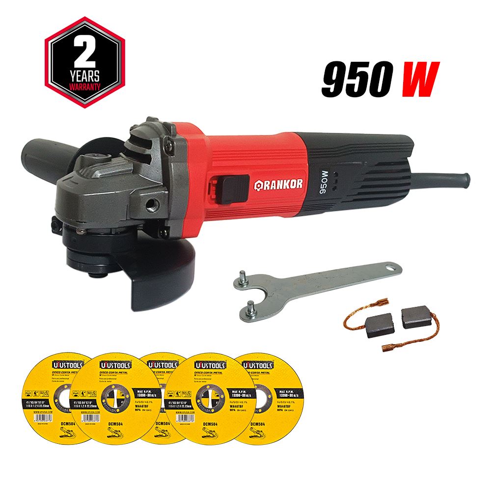 Amoladora Esmeril Angular Industrial 4.5″ Rankor RAG950401 950W 11000rpm