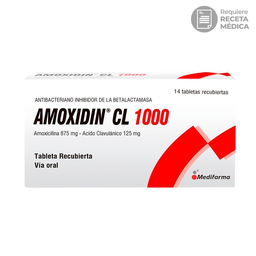 Amoxidin CL1000 (875 mg + 125 mg) Tabletas Recubiertas