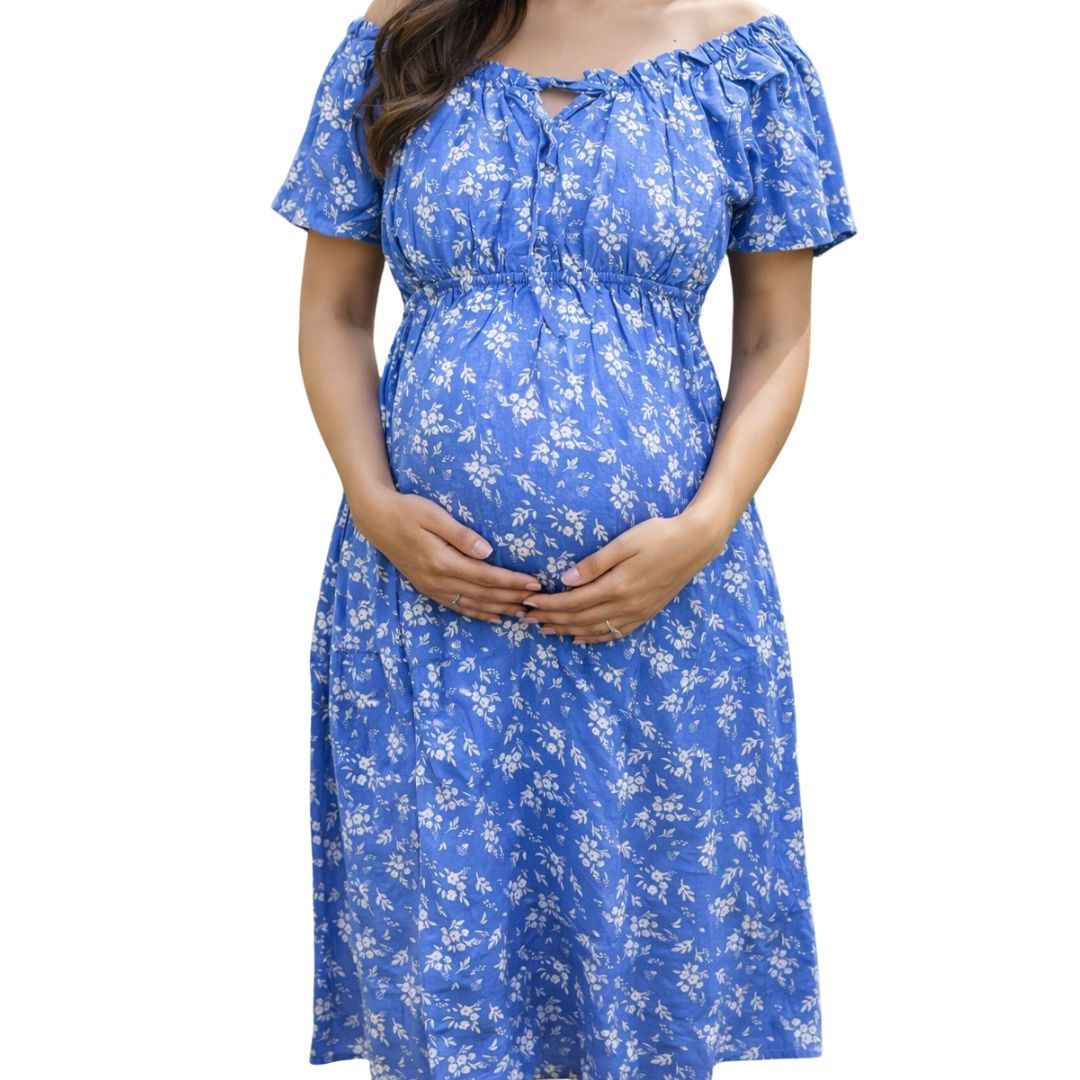Vestido de Maternidad Estampado Floral de Manga Corta