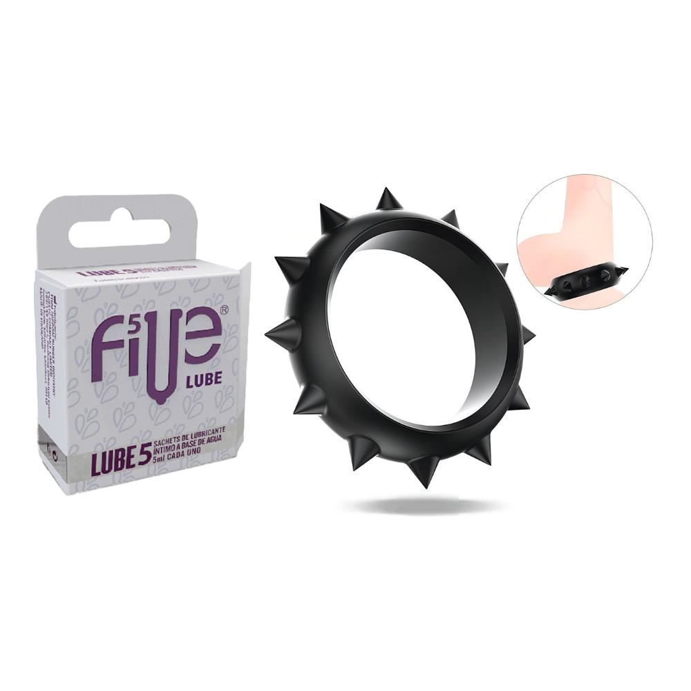 Anillo Retardante CockRing Expandible + Lubricante Five 05 Sachets