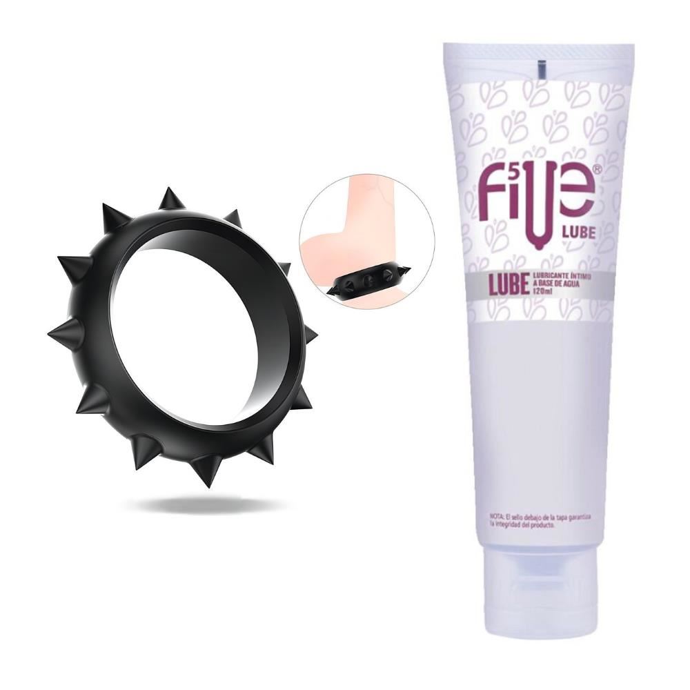 Anillo Retardante CockRing Expandible + Lubricante Five Base de Agua