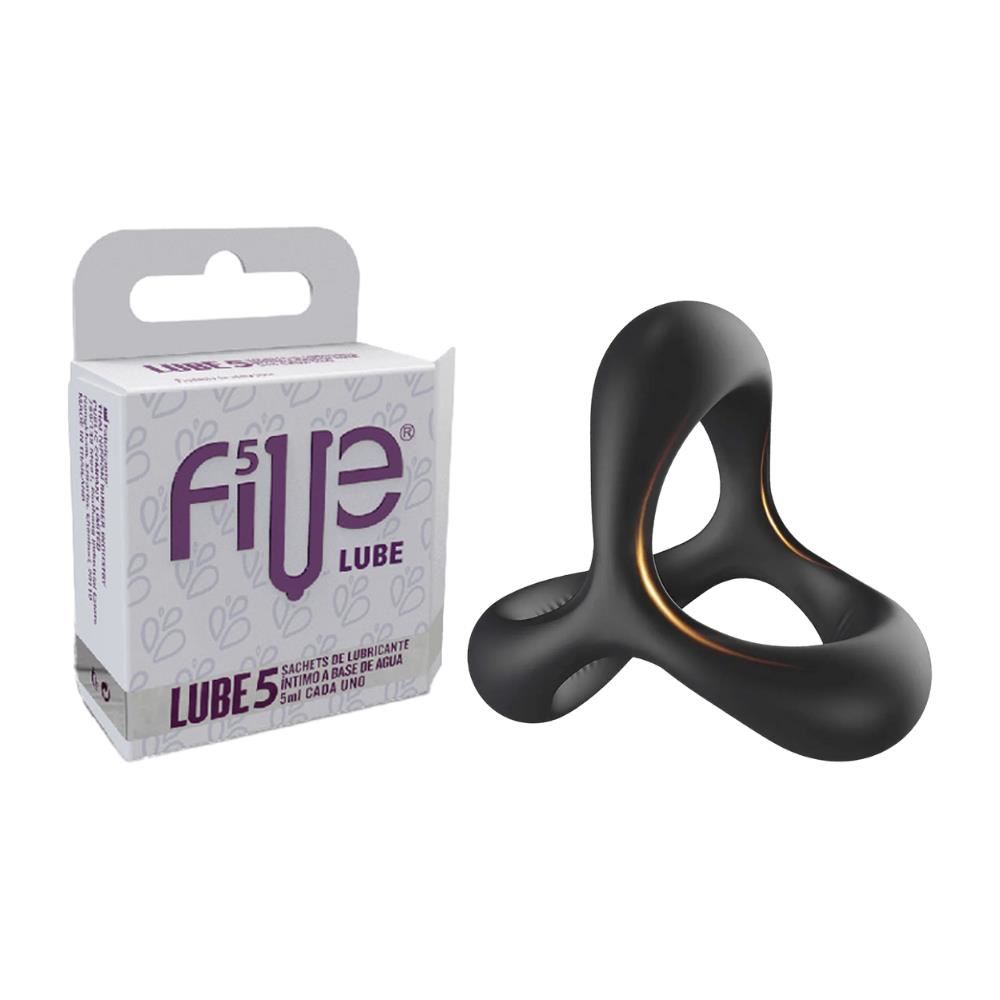 Anillo Sexual Para Pene y Escroto + Lubricante Five 05 Sachets