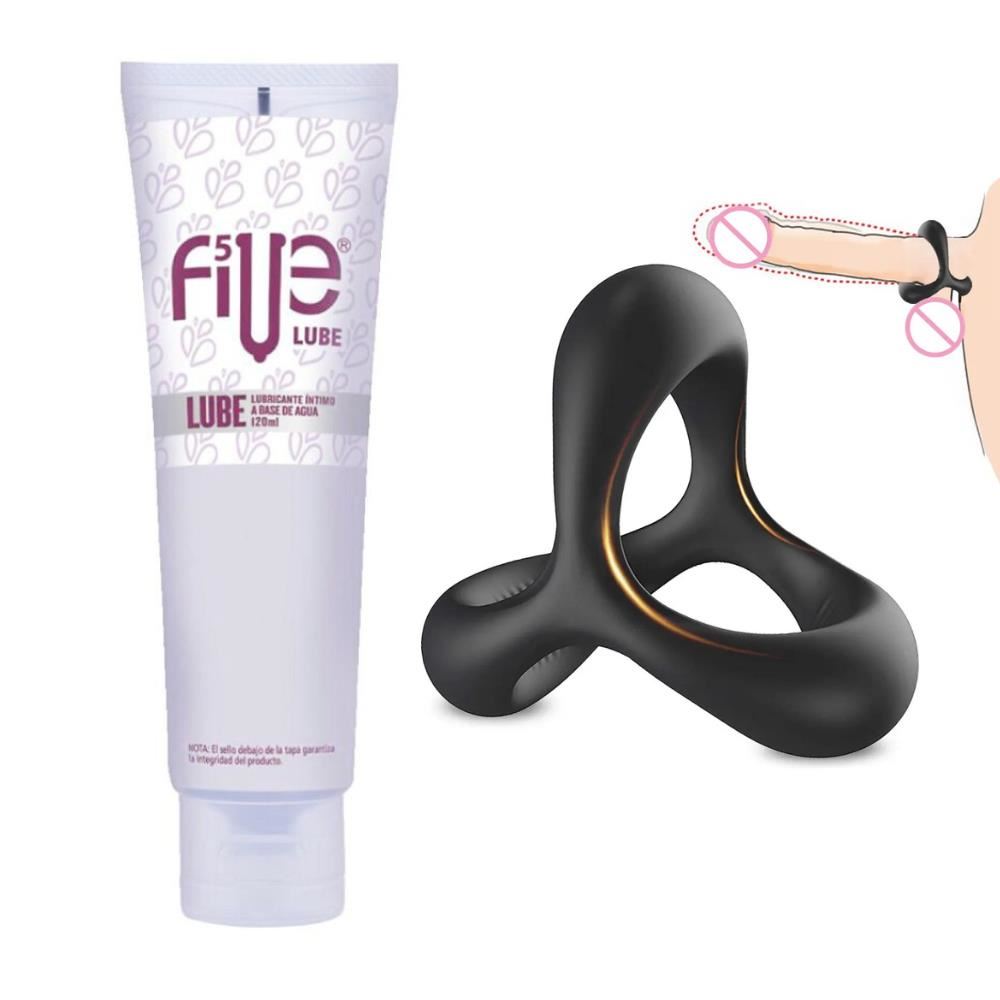 Anillo Sexual Para Pene y Escroto + Lubricante Five Base de Agua