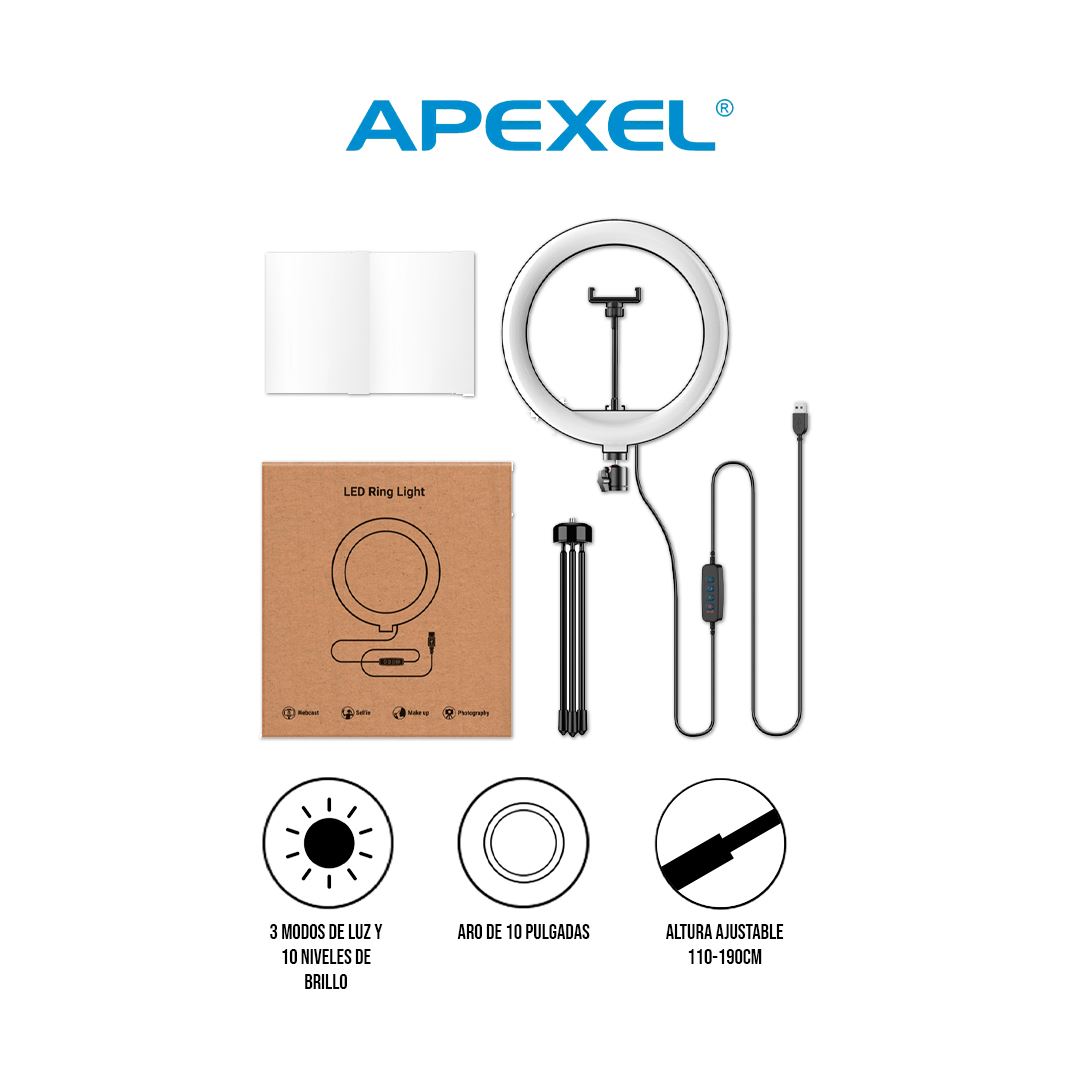 Aro De Luz Con Brillo Ajustable Tripode 1.90 Mtrs