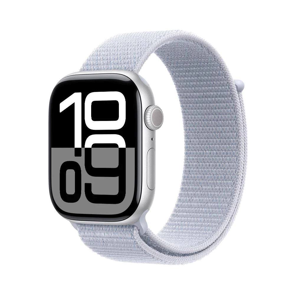 Apple Watch Series 10 42mm Silver Gps Correa Textil Azul Nube Sport Loop