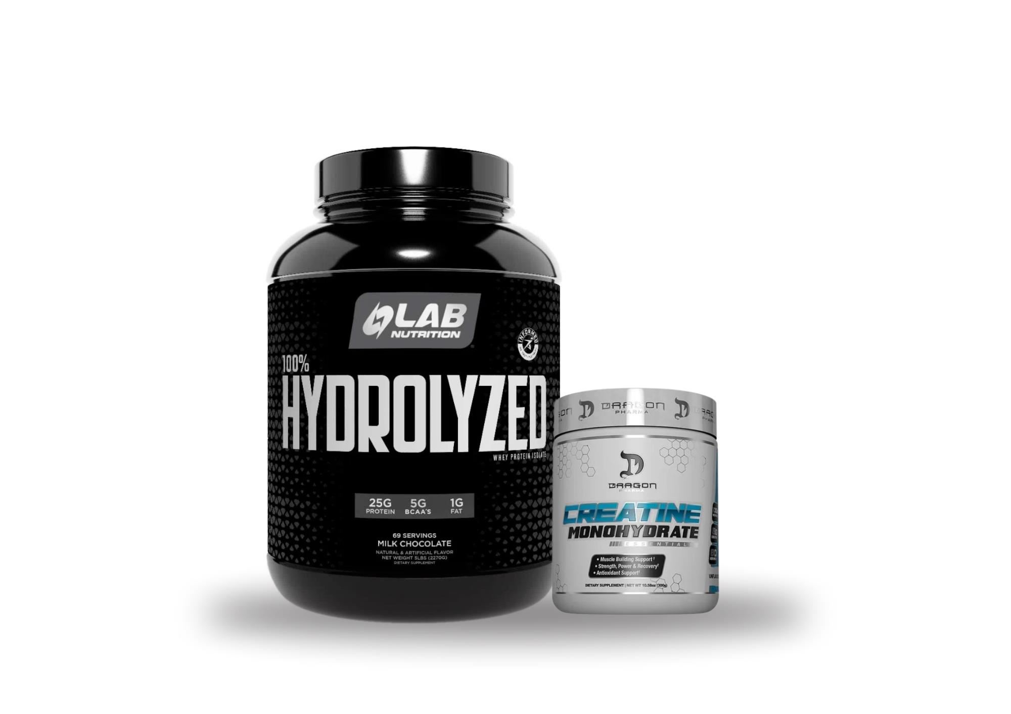 HIDROLIZADA LAB 5LB CHOCOLATE + CREATINA DRAGON PHARMA 300GR