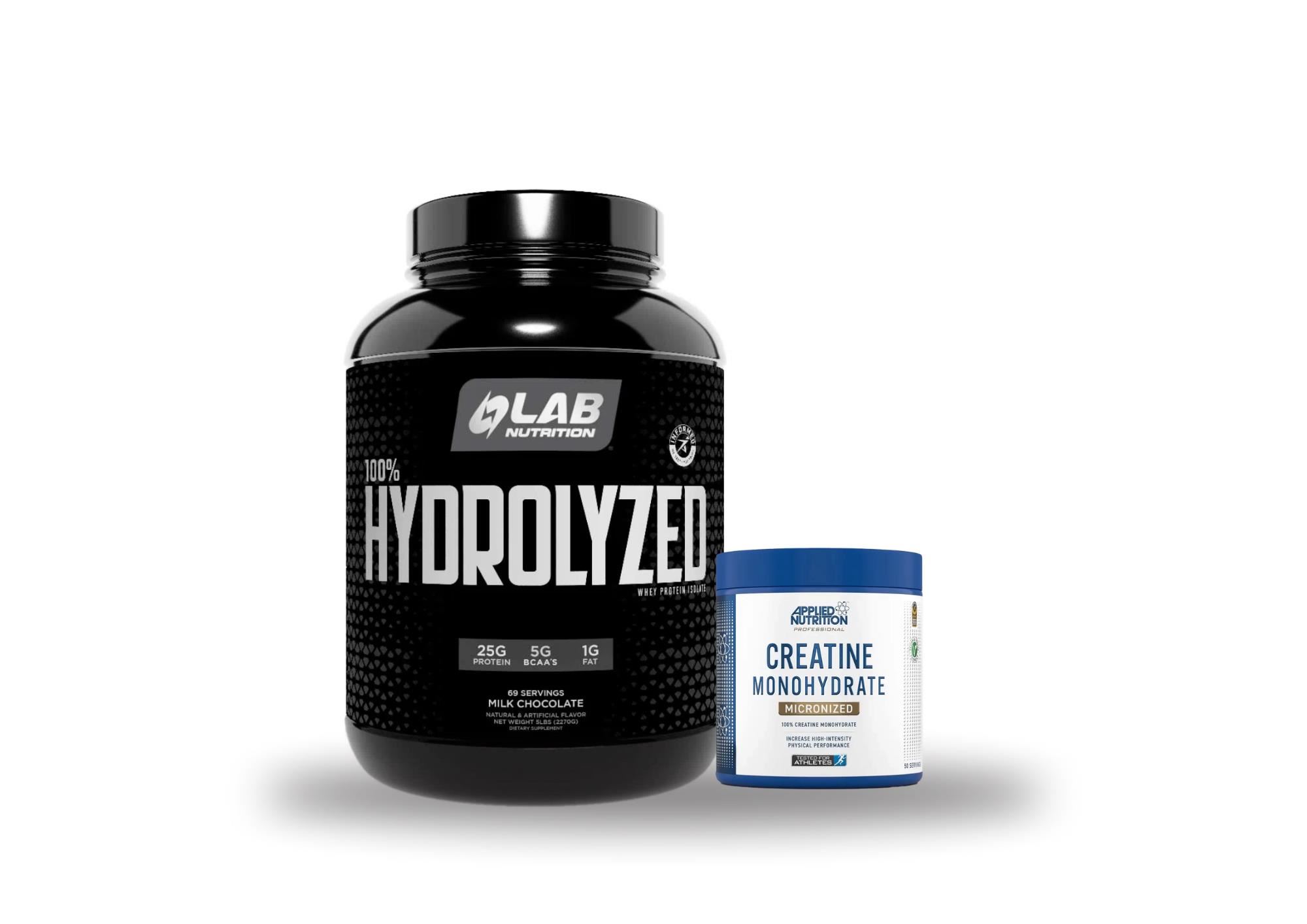 HIDROLIZADA LAB 5LB CHOCOLATE + CREATINA APPLIED 250GR