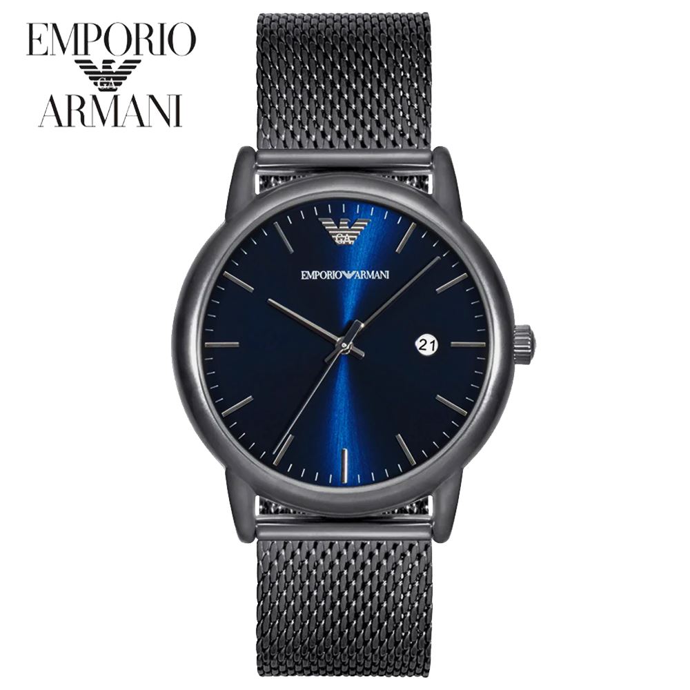 Reloj Emporio Armani Luigi AR11053 Fecha Acero Inoxidable Gunmetal Dial Azul