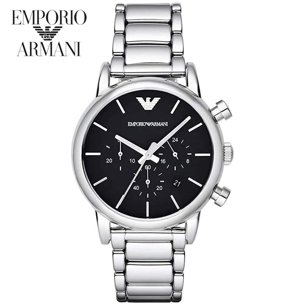 Reloj Emporio Armani Luigi AR1853 para Hombre Fecha Cronometro Acero Inoxidable Dial Negro