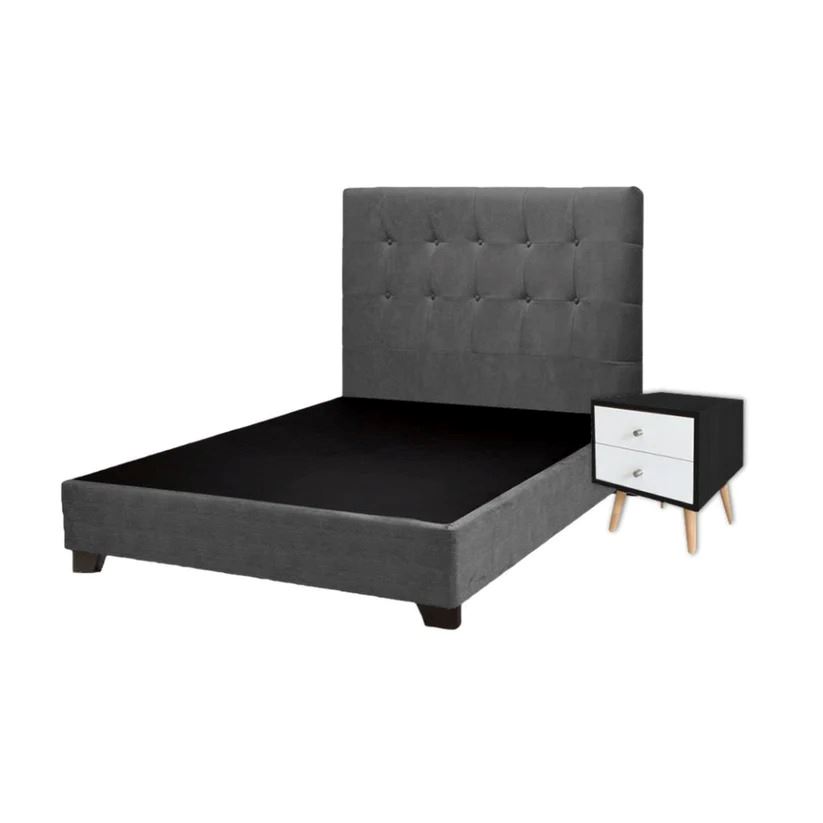 CAMA TAPIZADA ARIEL QUEEN + VELADOR - FALOTIH 3M - FLT3MCAM006-Q