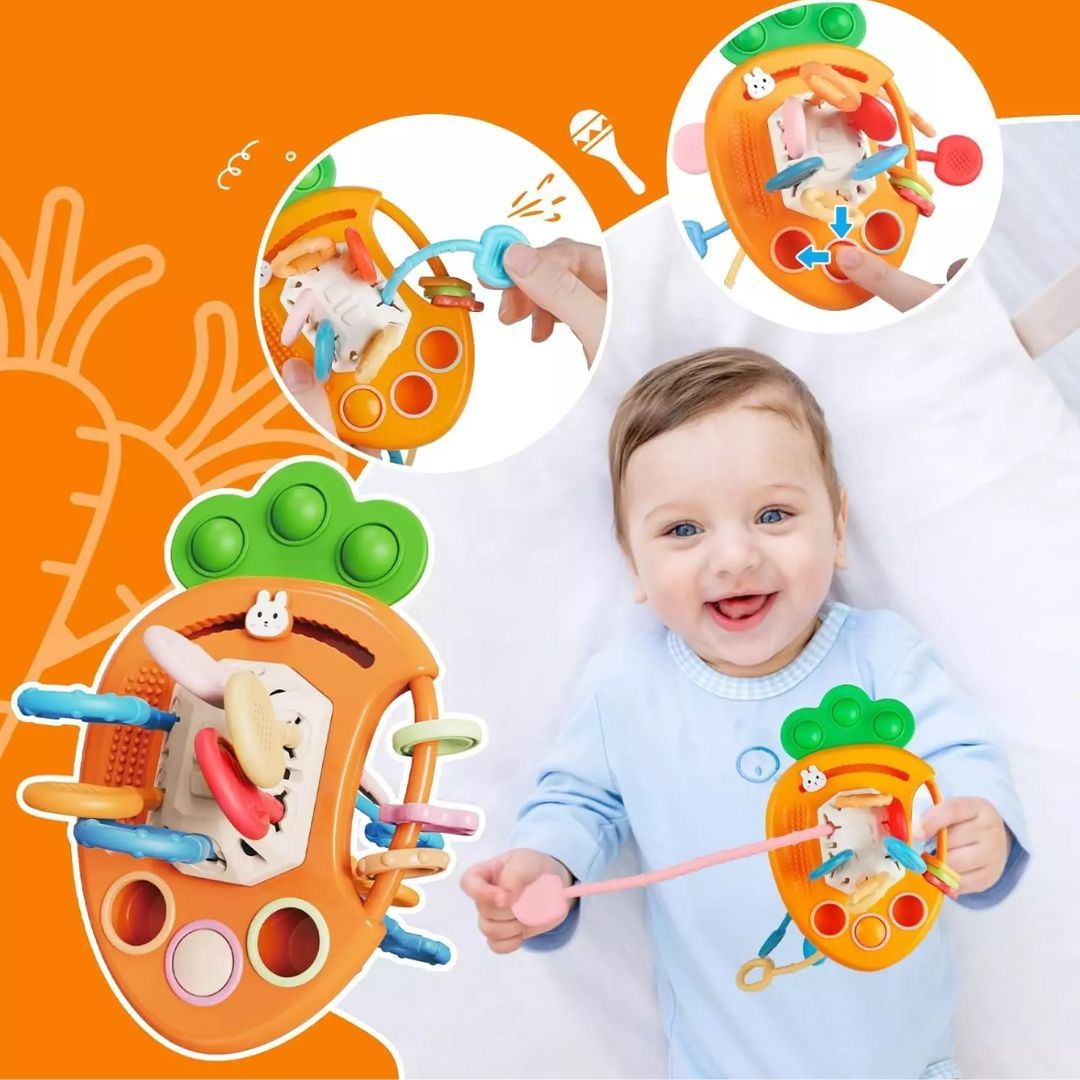 Juguete Sonaja Mordedor Bebe Sensorial Jala Pita  Zanahoria 3 en 1