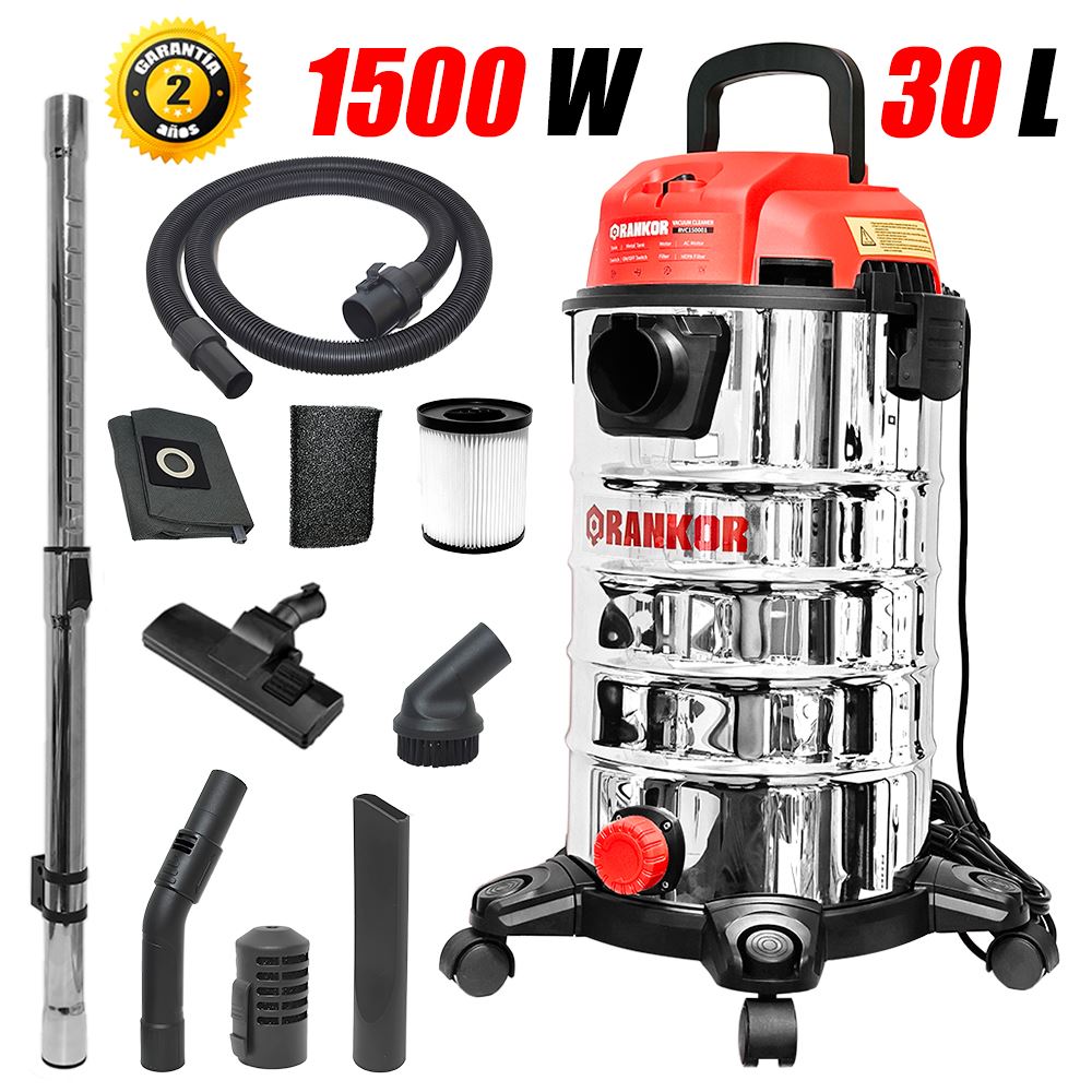 Aspiradora Sopladora Industrial de Polvo y Agua Rankor RVC150001 1500W 30 Litros