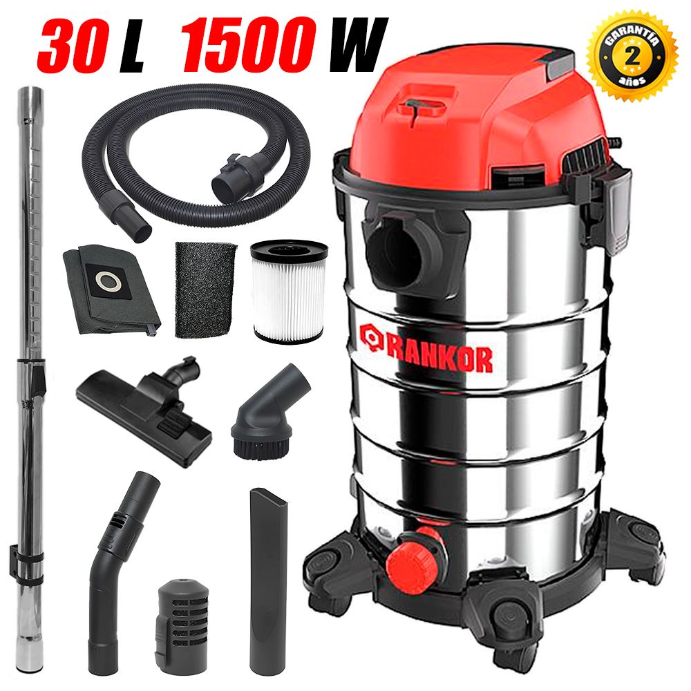 Aspiradora Sopladora Industrial de Polvo y Agua Rankor RVC150001 1500W 30 Litros