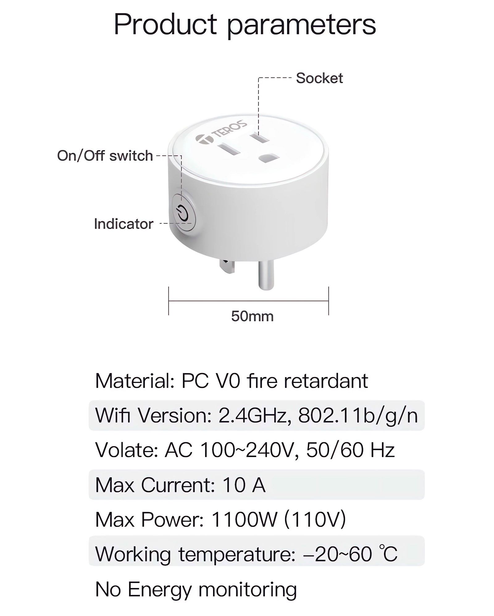 Enchufe Tomacorriente Inteligente Smart 15a Teros Wifi Alexa