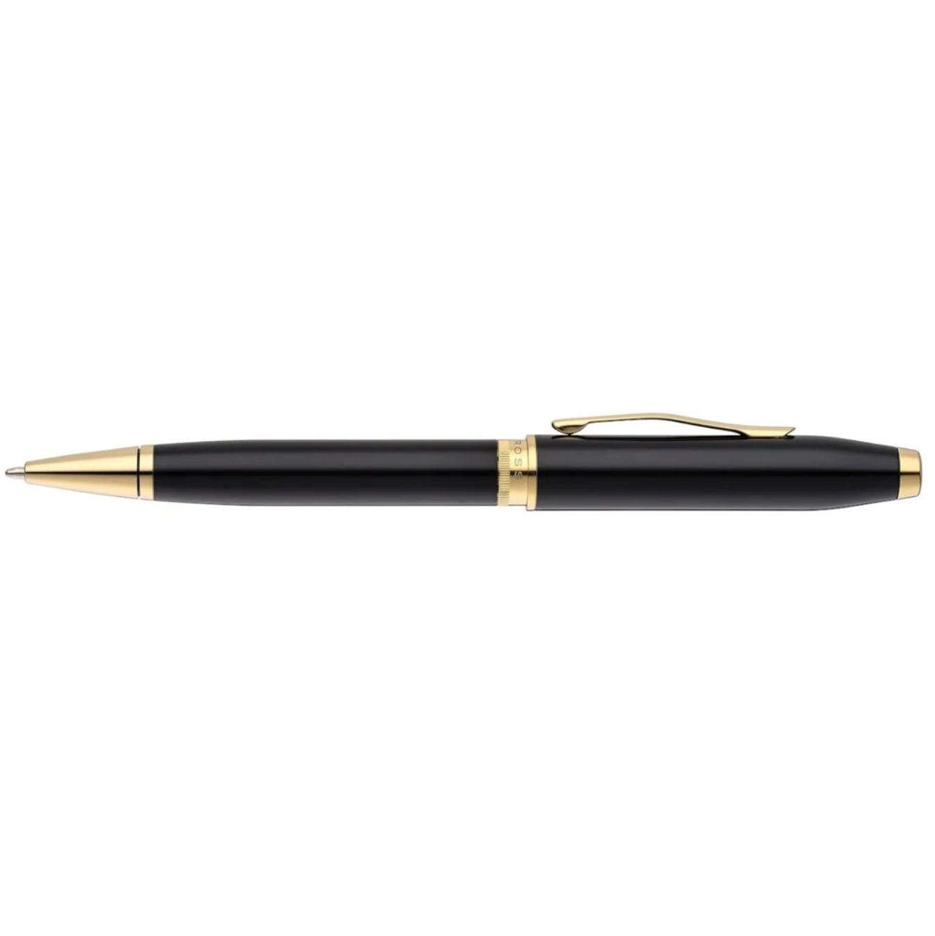 Bolígrafo Cross Foundry de Laca Negra Brillante con Detalles Dorados PVD
