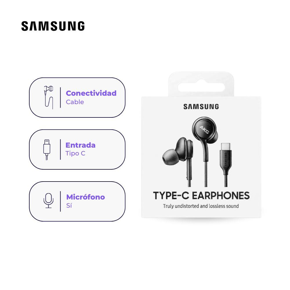 Audífonos Samsung AKG Originales USB Tipo C con Micrófono Color Negro